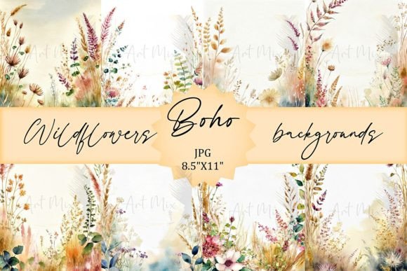 8 Boho Wildflowers Backgrounds: A Free-Spirited Design Foundation