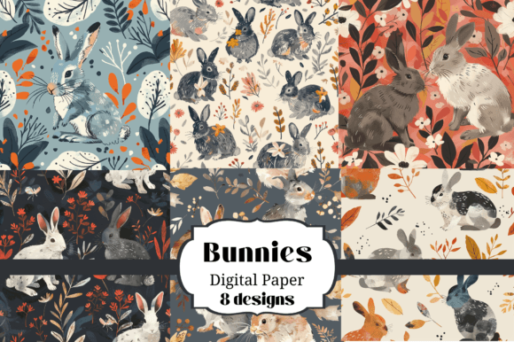 8 Seamless Rabbit Backgrounds: A Versatile Digital Paper Collection