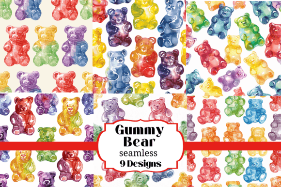 9 Gummy Bear Candy Seamless Backgrounds: A Sweet Design Resource