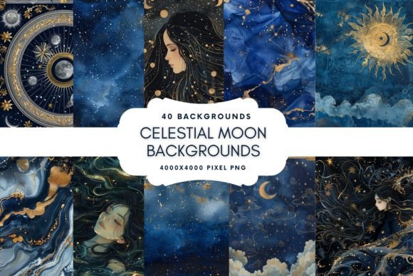 Celestial Moon Zodiac Backgrounds for Designers