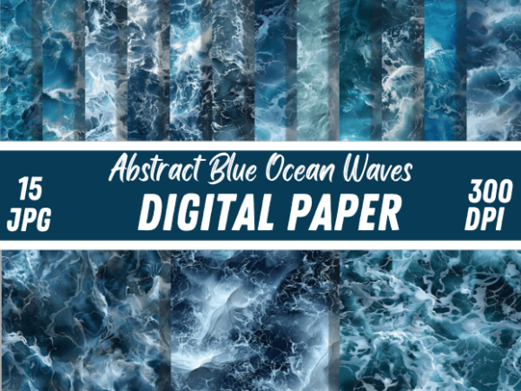 Diving into Digital Depth: Abstract Blue Ocean Waves Backgrounds
