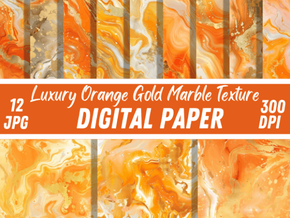 Luxury Orange & Gold Marble Backgrounds: Digital Assets for Bold Design