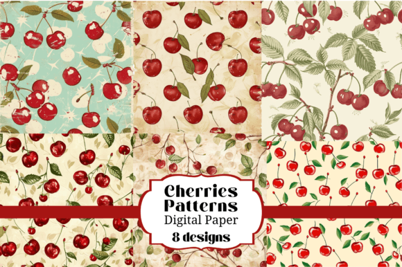 Red Summer Cherries: Seamless Watercolor Backgrounds