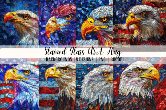 Stained Glass USA Flag Backgrounds for Bold Designs
