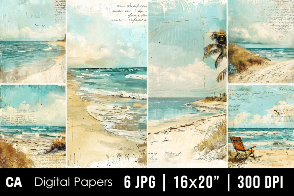 Timeless Coastal Charm: Vintage Beach Journal Page Backgrounds