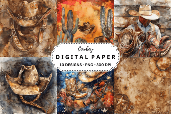 Unleash Your Brand's Spirit with Watercolor Cowboy Backgrounds