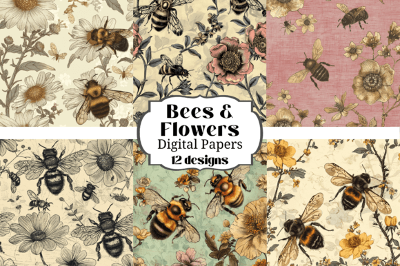 Unleashing Creativity with 12 Bees & Flowers Seamless Backgrounds